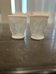 VTG Dugan White Carnival Beaded Shell Tumbler Glass Hues Of Iridescent Purples 2 - Picture 1 of 11