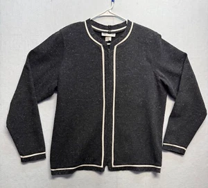Cathy Daniels Womens Black Speckled Cardigan With Cream Trim Zip Front - Picture 1 of 7