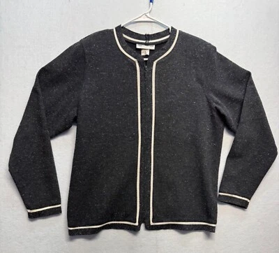 Кардиган женский Cathy Daniels черный с крапинками с кремовой отделкой на молнии спереди - Изображение 1 из 4