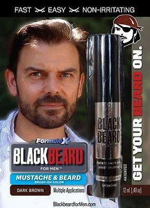 DARK BROWN Blackbeard for Men Mens Hair Colour Mascara Beard Moustache Eyebrows