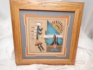 Authentic Navajo Sand Painting by Gloria Nez Rainbow Yei Signed on the back - Picture 1 of 6