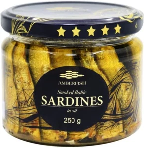 Amberfish Smoked Brisling Sardines Oil in Glass Jar, 250 G - Picture 1 of 12