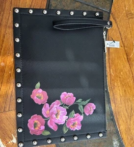 White House Black Market Black Floral Studded Wristlet Clutch Purse. NWT - Picture 1 of 2