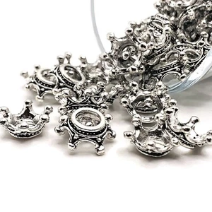 4, 20 or 50 BULK pcs Silver 3D Princess Crown Charm - US Seller - AS128 - Picture 1 of 4
