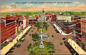 Postcard Public Square Showing Soldiers And Sailors Monument, Watertown, NY - Picture 1 of 2