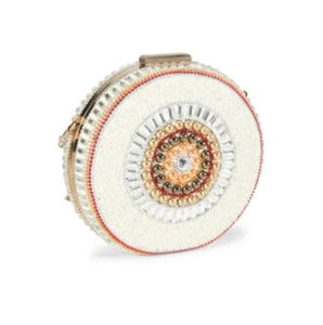 Bolso Bandolera Lulu V5421 Mujer Marfil Con Cuentas Redondas Cadena Correa - Imagen 1 de 5