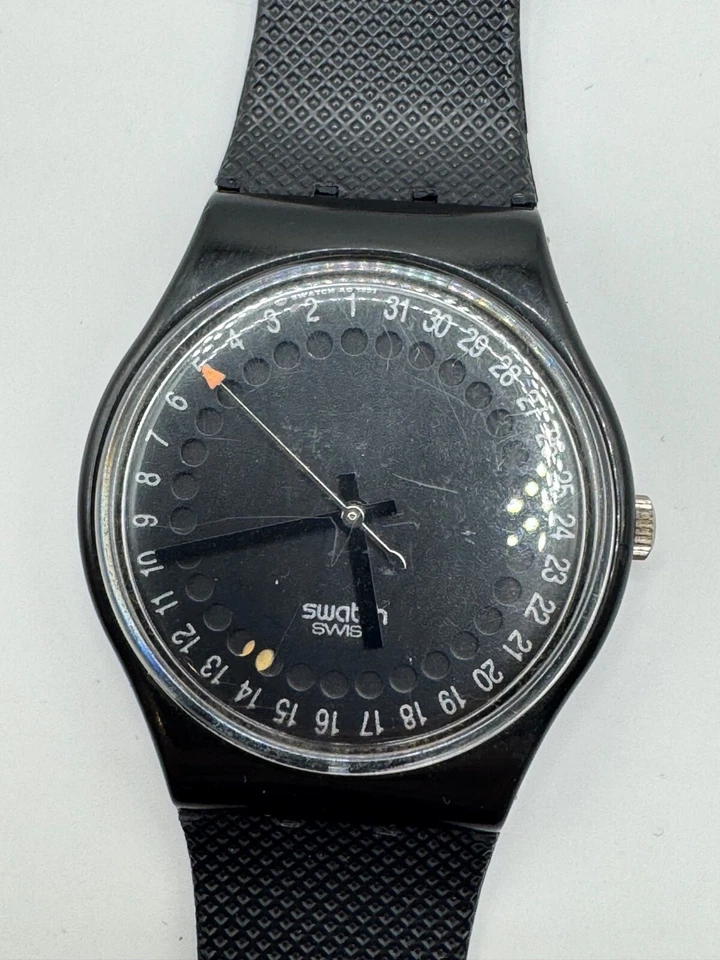 VINTAGE SWATCH WATCH SPOT FLASH BLACK GB414 TESTED WORKING NEW BATTERY - Image 1 of 4