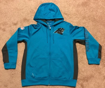 Nike ThermaFIT NFL Carolina PANTHERS Full Zip On Field Hoodie Sweatshirt LARGE - Image 1 of 2