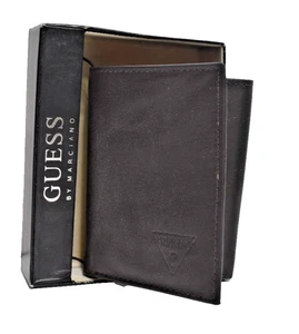 Guess By Marciano Men's Leather Trifold Wallet Dark Brown New In Box! - Picture 1 of 18