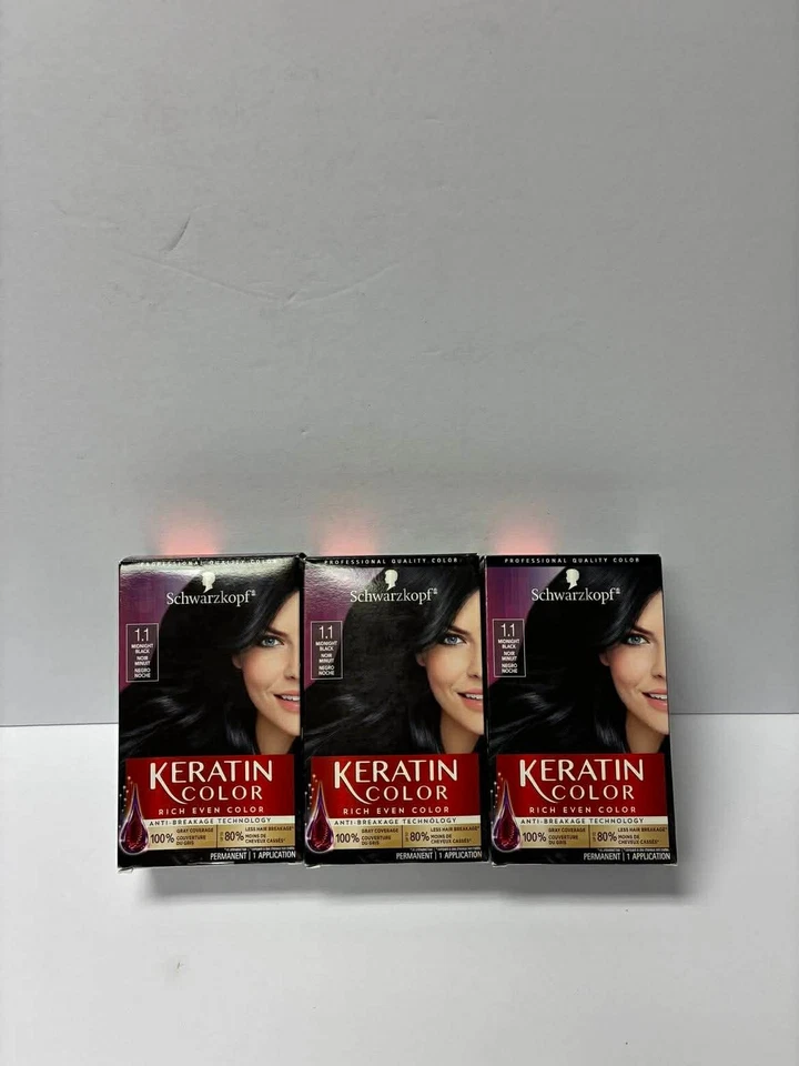 Schwarzkopf Keratin Hair Color Midnight Black 1.1 2.03 Ounce