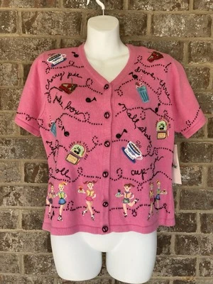 Suéter Jack B Quick para mujer talla M nuevo con etiquetas Diner años 50’s patines con cuentas vintage Foto 1 de 4