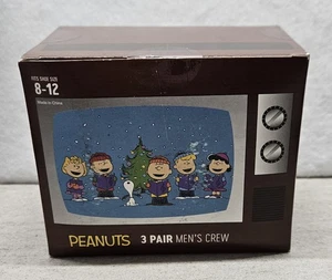 Peanuts Snoopy Holiday 3 Pair Men's Crew Socks Fits Sock Size 10-13/New - Picture 1 of 8