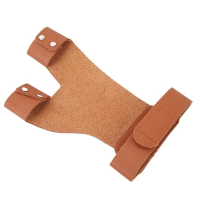 Archery Shooting Glove Brown Hand Guard PU Leather 2 Finger Protector Left Hand - Image 1 of 4
