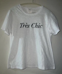 Camiseta Cinq a Sept Tres Chic 100% Algodón Talla Pequeña Blanca/Negro Nueva - Imagen 1 de 5