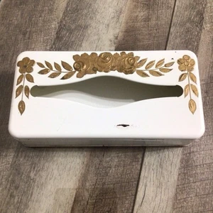 Vintage Mid Century Ransburg Metal Tissue Box Tin Holder Floral - Picture 1 of 18