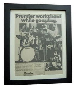 PREMIER DRUMS+POSTER+AD+VINTAGE RARE FRAMED ORIGINAL 1972+FAST WORLD SHIP - Imagen 1 de 7