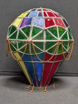 Globo de aire caliente 3D grande estilo Tiffany vitral ¡Es una belleza! Firmado por artista Foto 1 de 4