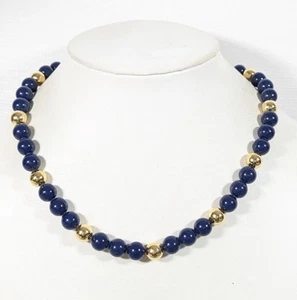 Collar Napier Blue Lucite firmado vintage tono dorado 18 pulgadas - Imagen 1 de 7