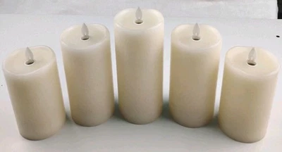 Lote - Velas Pilar Parpadeantes Blancas Sin Llama Funciona con Pilas Lote de 5 LEER Foto 1 de 4