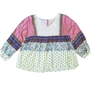Sundance Women’s Sz S Patchwork Peasant Blouse Top Chrysalis Casual Boho - Picture 1 of 11