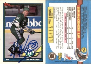 Jim McKenzie Signed 1991-92 Topps #24 Card Hartford Whalers Auto *Autograph Den* - Picture 1 of 1