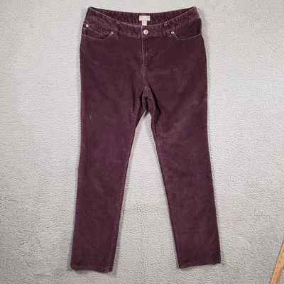 Pantalones de pana Jill ajustados de pierna para mujer 6P PETITE granate preppy informales elásticos Foto 1 de 4