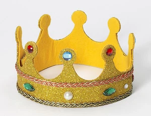 Royal Queen Crown with Gold Glitter and Gems Adult Size Prom Renaissance - Picture 1 of 1