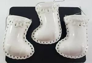 Weißer Weihnachtsstrumpf Glas Spitze Bordüre Ornamente Posten - Bild 1 von 5