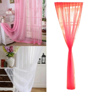 Extra Long Net Voile Curtains Single Panel Slot Top Sheer Curtain Window Door - Picture 1 of 21