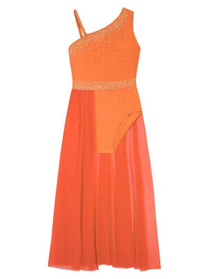 Kids Girls Sparkly Lyrical Dance Dress Ballet Leotard with Skirt Contemporary - Image 1 of 4