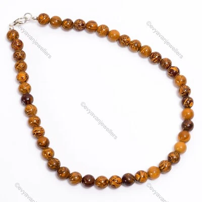 Regalo de cumpleaños para ella collar ajustable con cuentas de jaspe mariyam plata 925 Foto 1 de 4