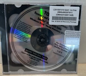Toshiba Recovery and Applications Drivers DVD Satellite A130/a135 Series Disc - Picture 1 of 1