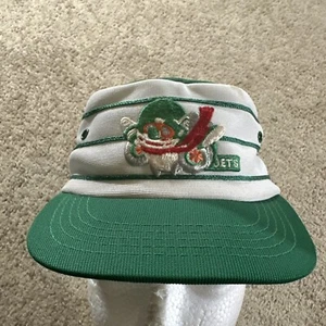 Vintage New York Jets Hat Cap Toddler Green Striped Pillbox Stretch USA 80s 90s - Picture 1 of 8