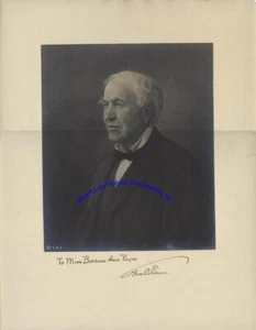 Thomas Edison signed oversized photograph to young child - Picture 1 of 2