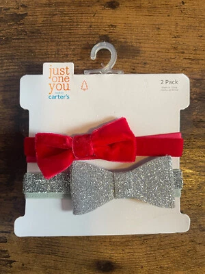 Paquete de 2 pañuelos festivos navideños rojos Just One You by Carter's Baby Girl 0-24 M Foto 1 de 3