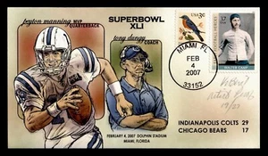 DR WHO 2007 FOOTBALL SPORTS SUPER BOWL BEVIL HAND COLORED SIGNED CACHET m14276 - Picture 1 of 3