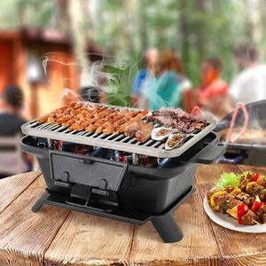 Cast Iron Hibachi Grill Tabletop Charcoal Grill with Double-sided Grill Gate Air - Picture 1 of 9