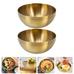 2 Pcs Stainless Steel Salad Bowl Serving Ramen Bowls Buckwheat Noodles - Picture 1 of 12