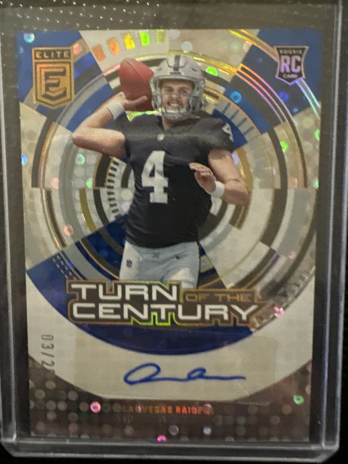 Aidan O’Connell 2023 Donruss Elite Turn Of The Century Rookie Auto Blue /25