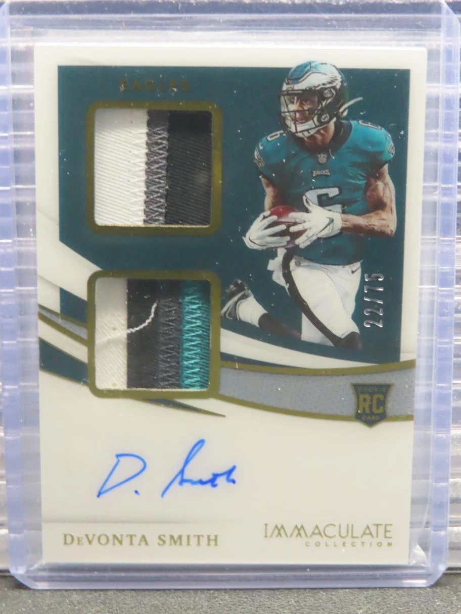 2021 Immaculate DeVonta Smith Rookie RC Dual Patch Auto Autograph #22/75