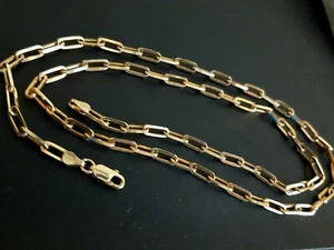 Goldplättchen über Silber Büroklammer Kette 20 cm 925 Silber Halskette Silber 10 gr - Bild 1 von 9