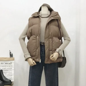 lady Padded Cotton Down Vest Jacket Waistcost Sleeveless Vest Warm Coat Winter - Picture 1 of 17