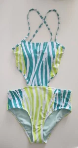 Girls ~Beach Lingo~ One Piece Bathingsuit Swimsuit Strappy Back Size 14 ~NEW - Picture 1 of 12