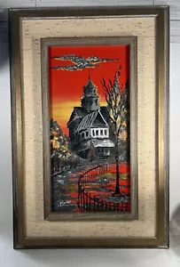 Original Painting On The Board Autumn Big Haunted House. Signed - Picture 1 of 13
