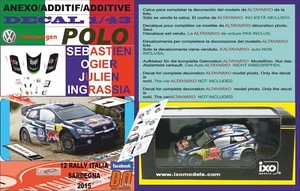 ANEXO DECAL 1/43 VOLKSWAGEN POLO R WRC S.OGIER R.ITALIA 2015 WINNER (08) - Picture 1 of 1