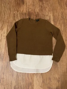 J Crew womens wool sweater w/ cream colored shirt tail size XS. NWOT - Picture 1 of 5