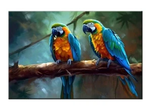 Pintura al óleo de guacamayo loro impresa sobre lienzo arte para el hogar decoración de pared, mejor regalo, VIII - Imagen 1 de 10