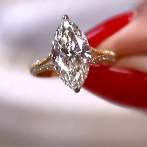 2.60Ctw Marquise Moissanite Split Shank Engagement Ring In Solid 14K Yellow Gold - Picture 1 of 15