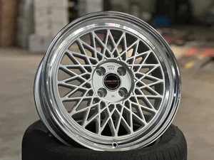 New 17x7J BORBET B Germany (4 Wheel) SILVER 4x100 BMW E30 E21 offset 25 - Picture 1 of 15
