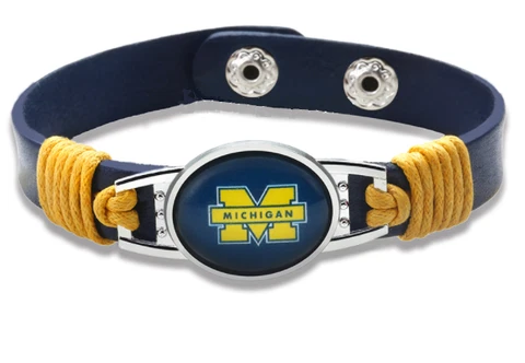 New Michigan Wolverines Leather Adjustable Bracelet, Gift for Her Mom Him Dad Cover